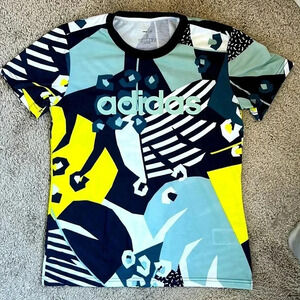 Adidas X Farm Rio geometric printed logo short sleeve athletic tshirt